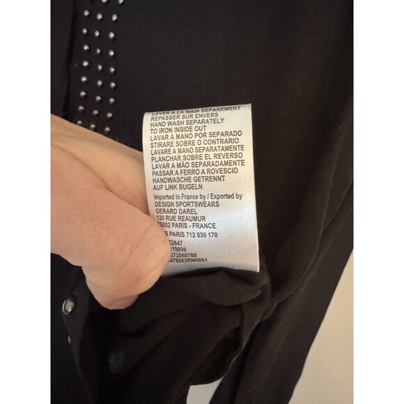 Gerard Darel Womens Black Semi Sheer Long-Sleeve Blouse Shirt Top Size 36 Silk - Picture 14 of 16